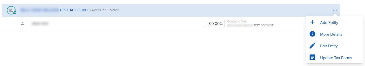 The ownership table add entity panel in client portal. 